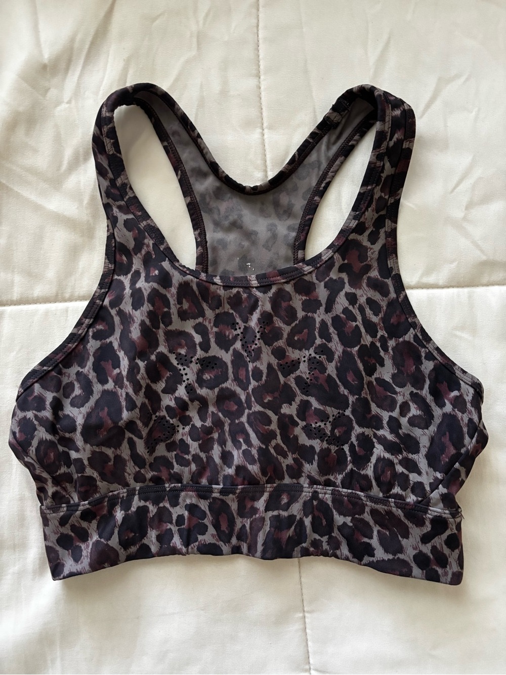 Leopard Print Racerback Sports Bra - Small